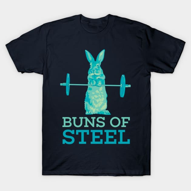 Buns of Steel Bunny Rabbit Pun T-Shirt by polliadesign